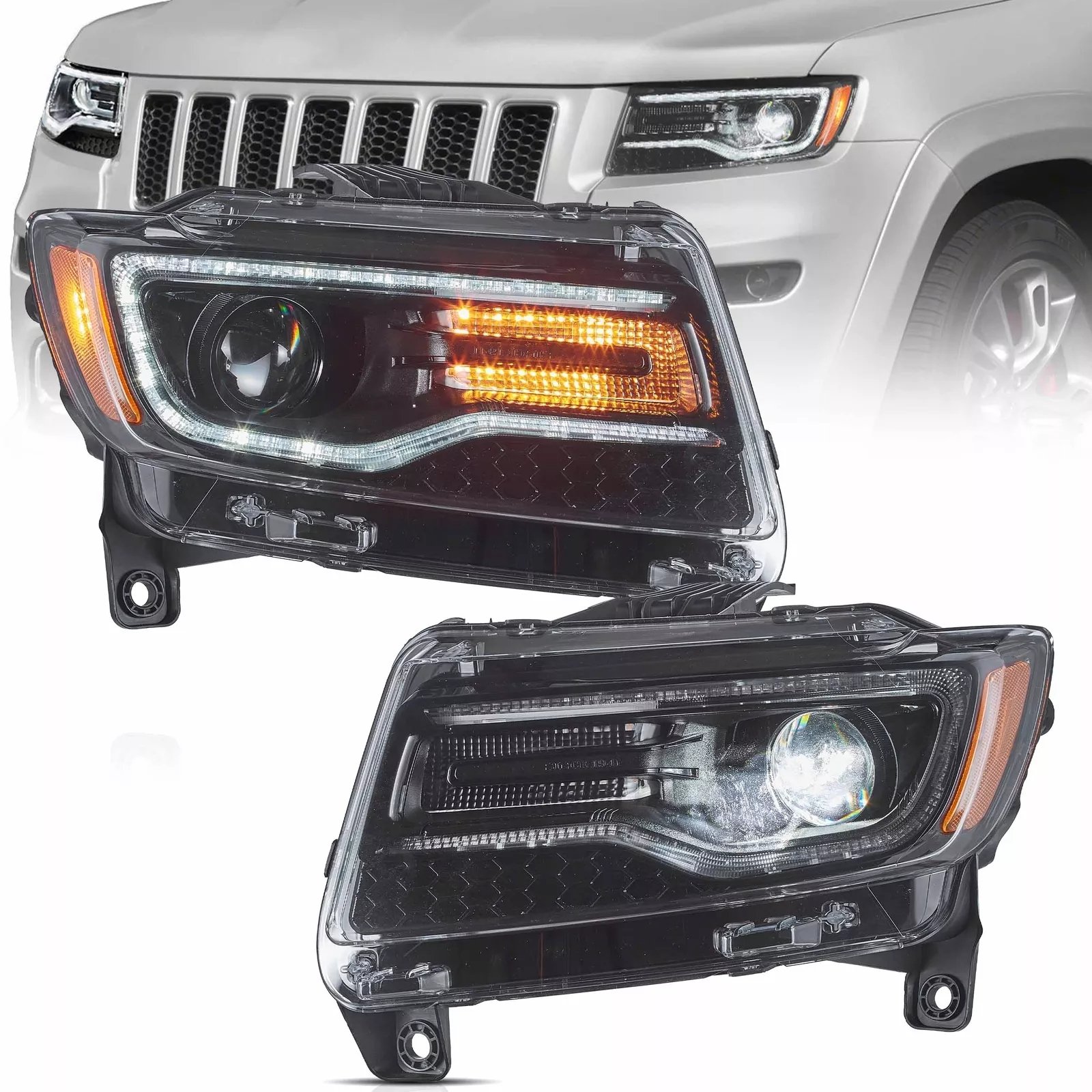 Head lights For Jeep Grand Cherokee 2011 - 2013 Pair